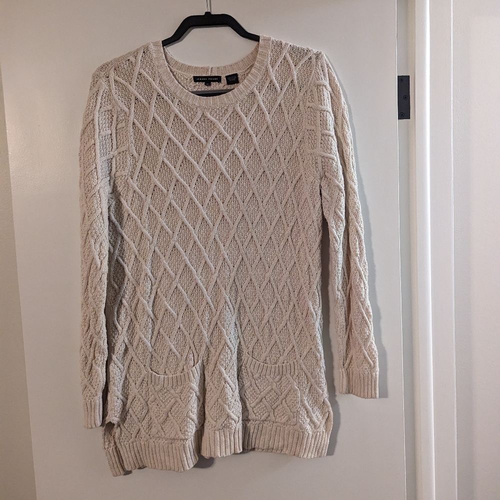 Scoop Neck Cream Colored Over Sized Jean Pierre Sweater